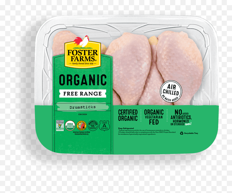 Organic Chicken Drumsticks Products Foster Farms - Foster Farms Organic Chicken Breast Png,Drumstick Transparent