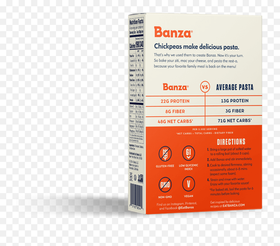 Ziti - Banza Nutrition Label Banza Pasta Box Png,Icon Noodles Where To Buy