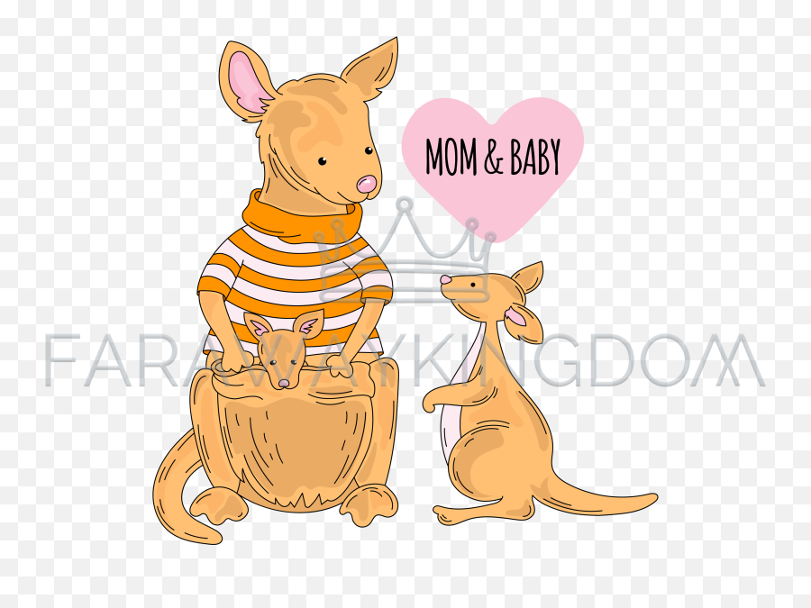 Kangaroo Baby Australian Animal Cartoon Vector Illustration Set Png Transparent Background