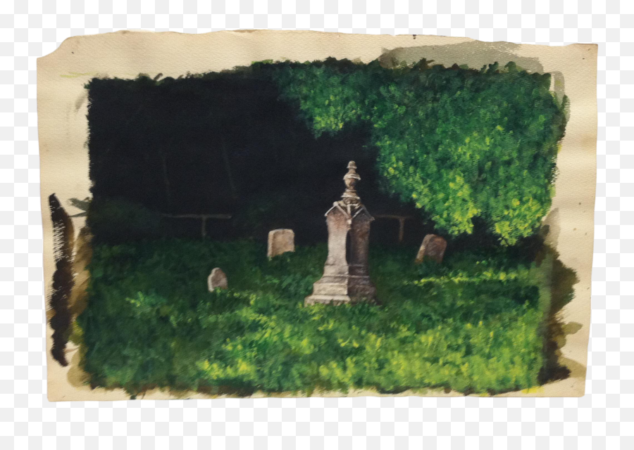 Vintage Mid - Century The Grave Stone Original Painting Grass Png,Gravestone Png
