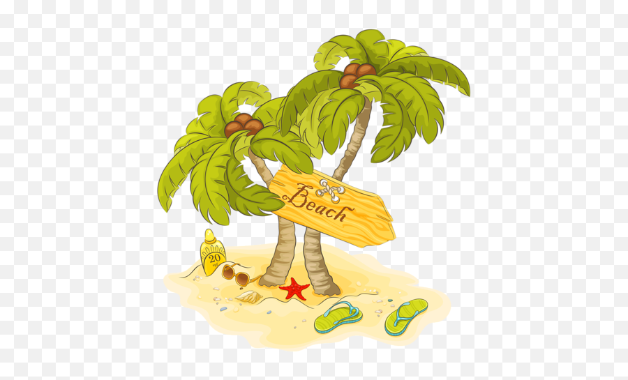 Download Beach Drawing Tree Clipart Scrapbook - Beach Palm Tree Clip Art Png,Embellishments Png