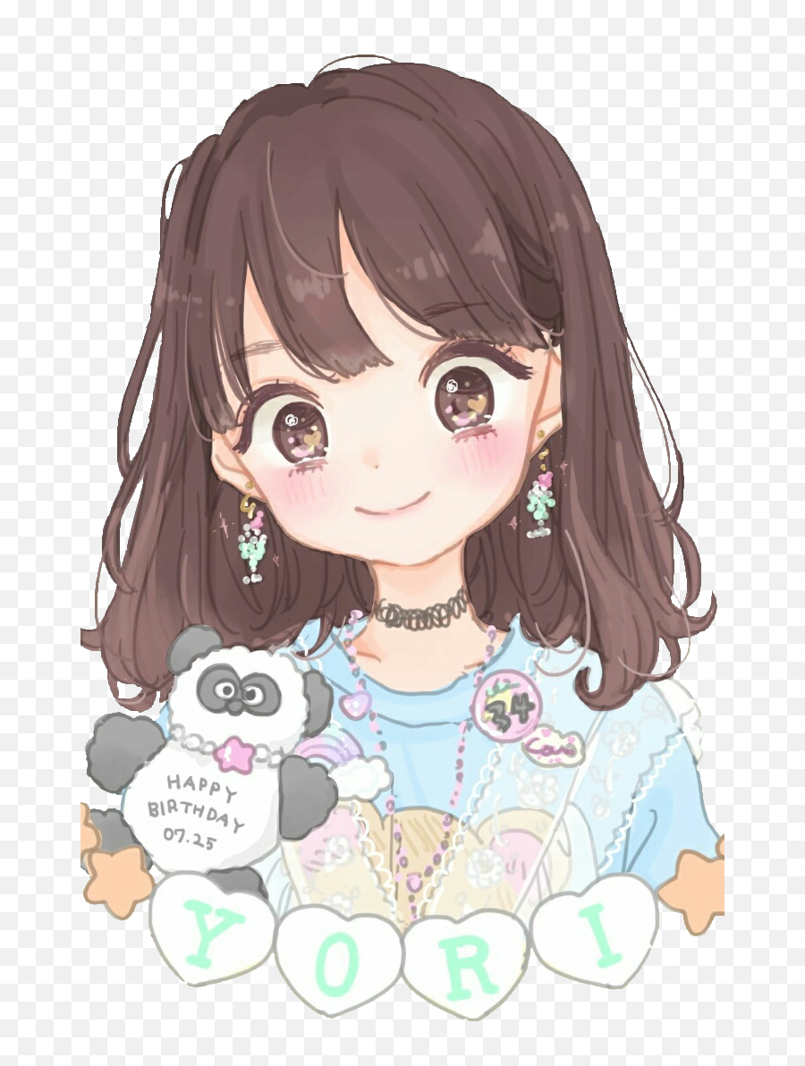 Panda Animegirl Girl Anime Cute Colorful Handpainted - Cute Watercolor Anime Girl Png,Cute Anime Girl Transparent
