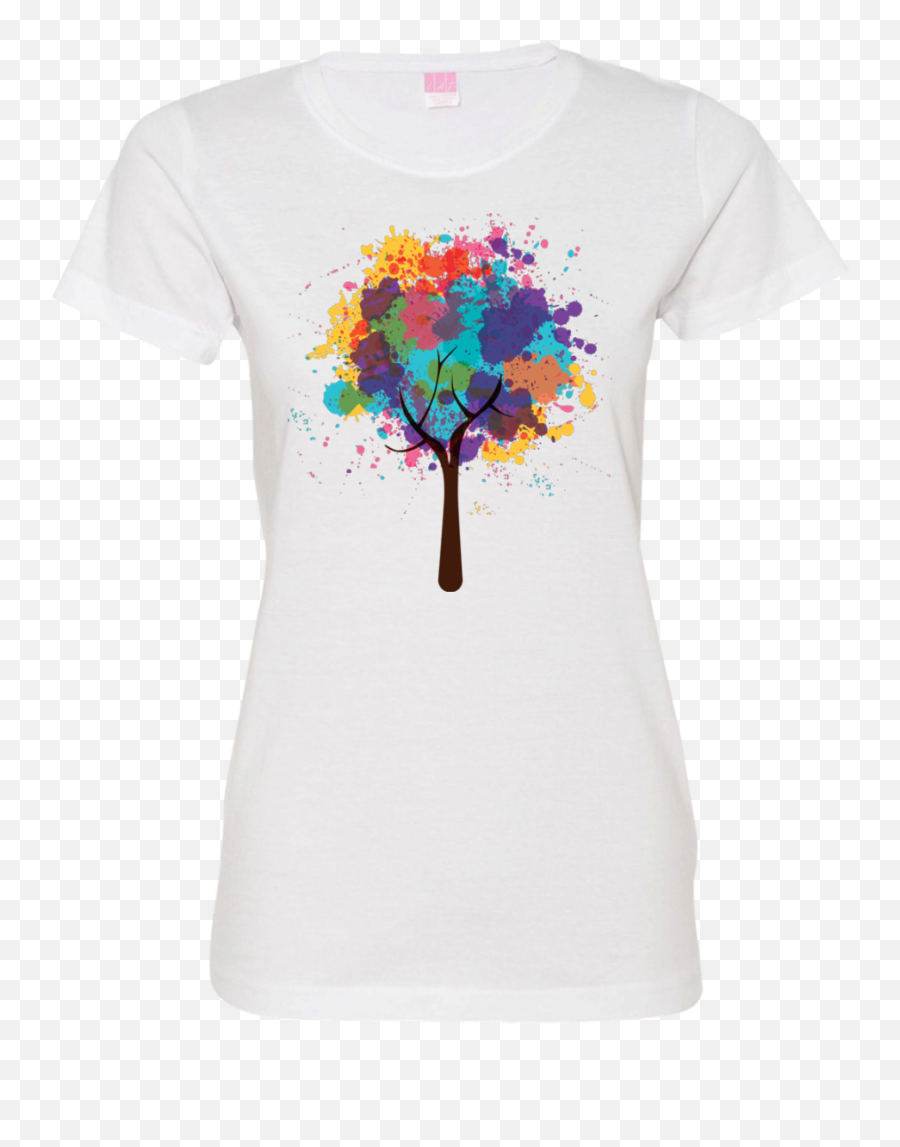 Download Hd Watercolor Tree Ladies T Shirt - Tree Active Shirt Png,Watercolor Tree Png