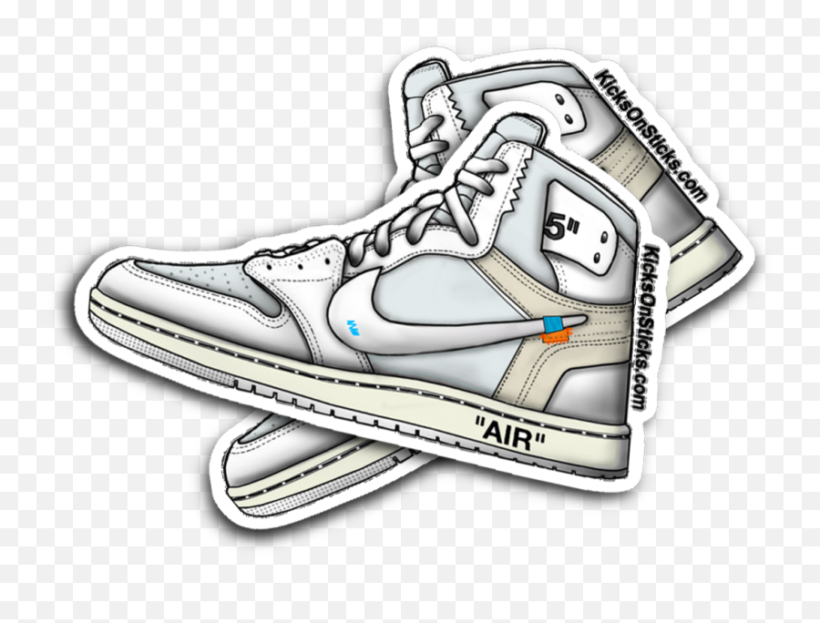 Jordan 1 Off - White White Sneaker Sticker Off White Sticker Png,Jordan Shoe Png