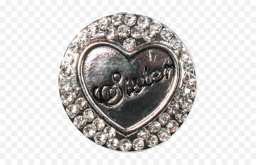 20mm Silver Heart With Black Sister And Rhinestone Background Snap Charm Tropicaltrinkets - Solid Png,Silver Heart Png