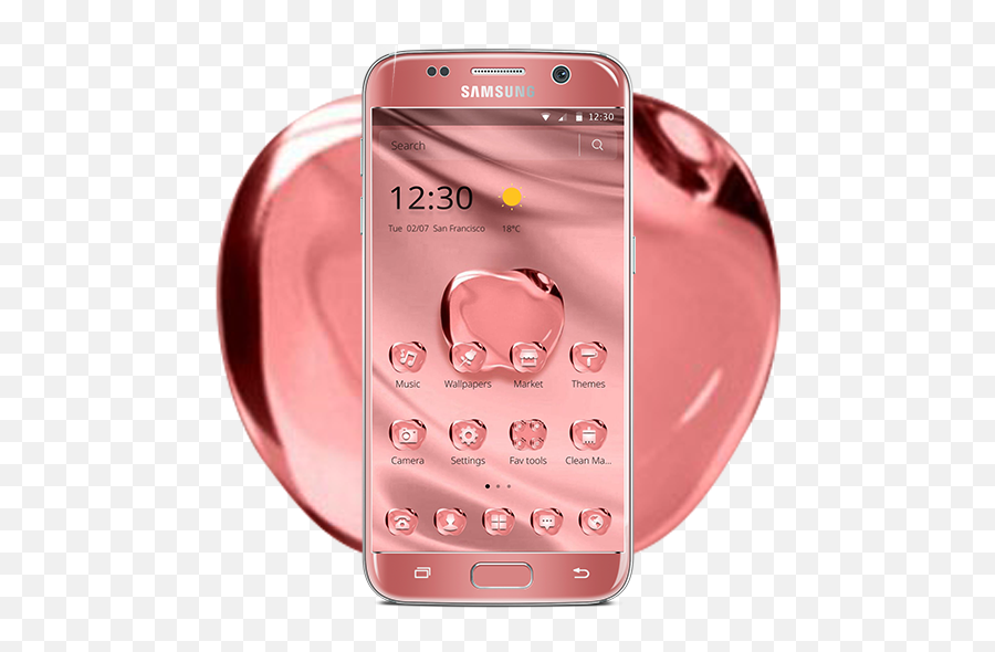 Rose Gold Color Crystal Apple Theme For Android - Download Png,Pink Phone Icon