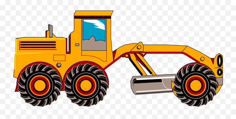 Grader Heavy Machinery Wheel Tractor - Scraper Computer Cartoon Construction Equipment Clipart Png,Machine Wheel Icon