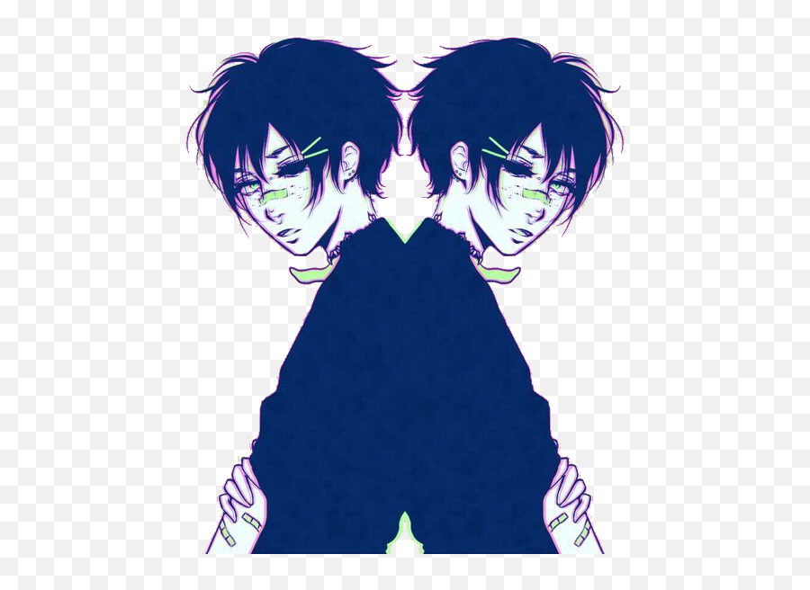 Aesthetic Vaporwave Sad Twin Colorful Interesting - Anime Sad Vaporwave Aesthetic Png,Gore Png