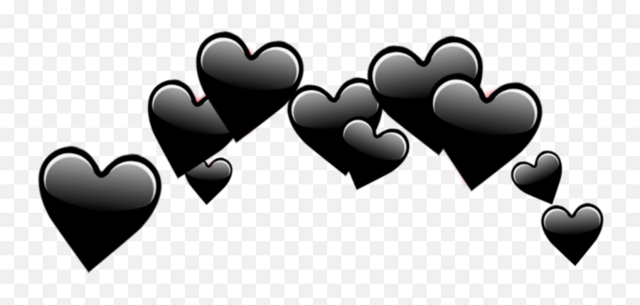 Black Hearts Crown Blackhearts Tumblr Overlay Edit Cute - Black Hearts Png,Black Heart Png