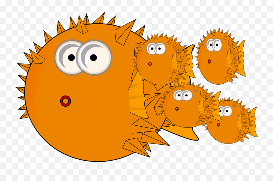 Fishes Balloon Family - Puffer Fish Cartoon Free Png,School Of Fish Png