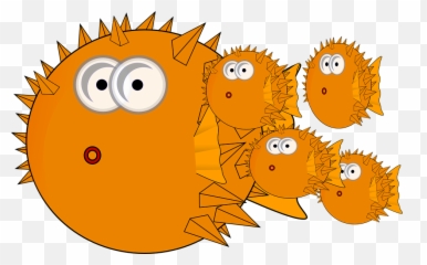 Fishes Balloon Family - Puffer Fish Cartoon Free Png,School Of Fish Png