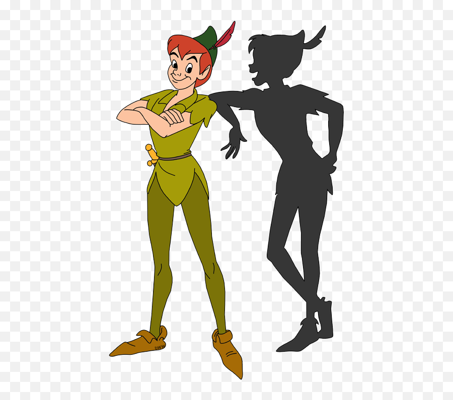 Peter Pan Standing With His Shadow - Hd Png Peter Pan Shadow,Peter Pan Silhouette Png