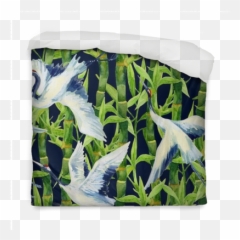 Download Watercolor Asian Crane Bird Seamless Pattern Duvet - Pajaros Asiaticos En Bambu Png,Crane Bird Png