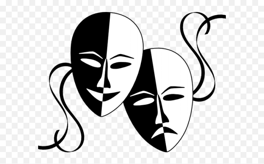 Mask Clipart Drama - Drama Masks Black And White Theatre Mask Clipart Transparent Background Png,Drama Masks Icon