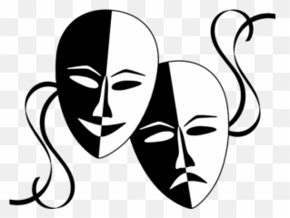 Mask Clipart Drama - Masks Black And White Theatre Transparent Background png
