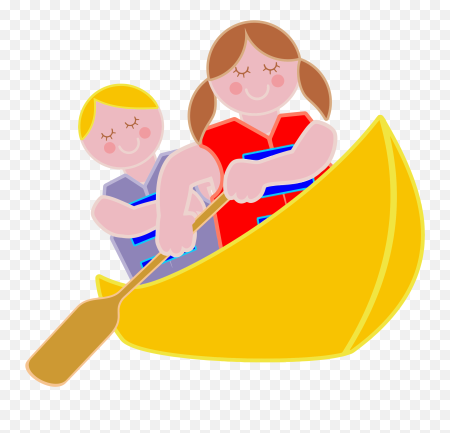 Kayaking Clipart Png - Boy And Girl In Canoe Transparent Png Kid Row Boat Clipart,Kayaking Png