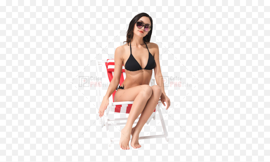 Black Bikini Beauty Sits - Sunlounger Png,Bikini Icon