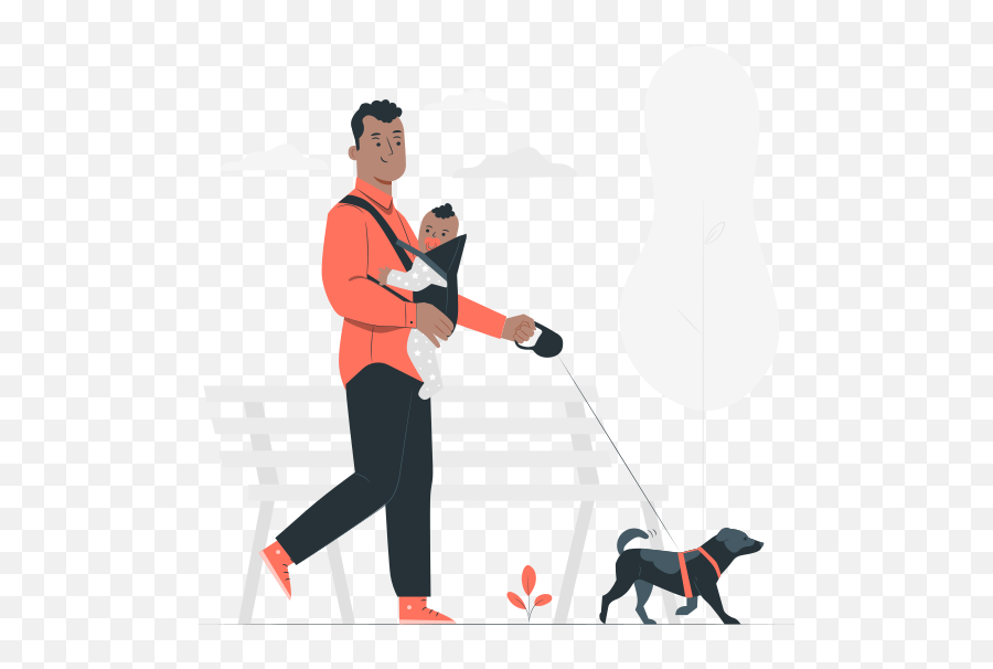 Dog Walking Customizable Semi Flat Illustrations Pana Style - Dog Png,Dog Walk Icon