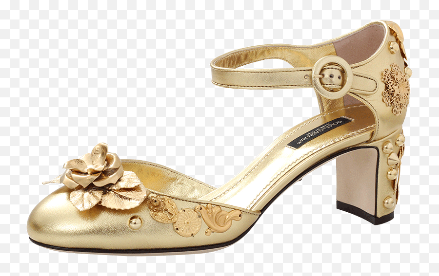 280892 Dolce Gabbana Gold Heel 1 - High Heels Full Size Sandal Png,High Heel Png