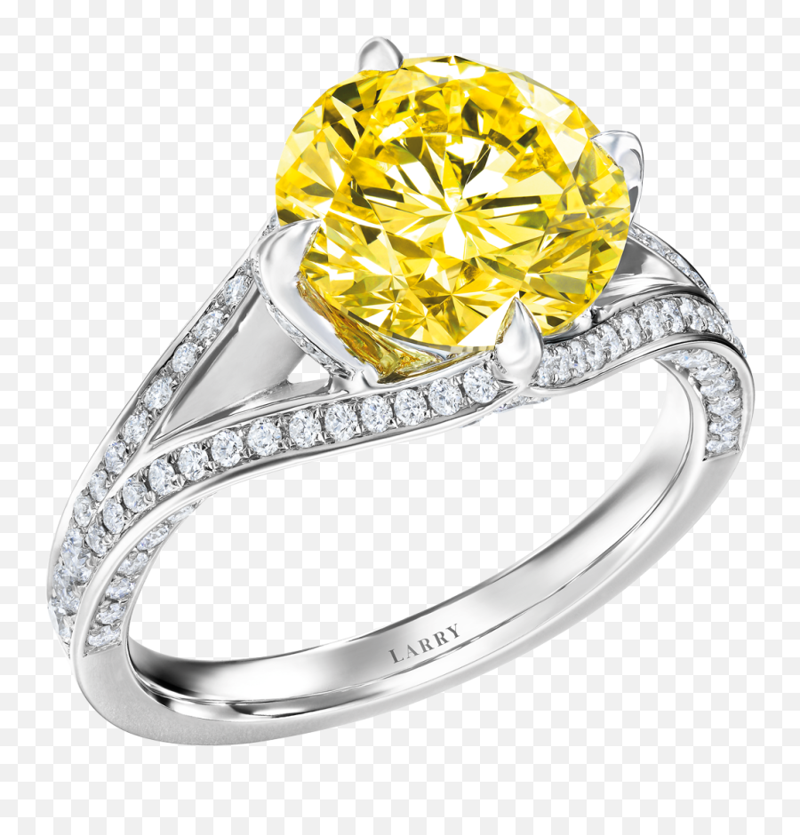 Fancy Intense Yellow Round Brilliant Ring - Larry Jewelry Ring Png,Yellow Circle Png