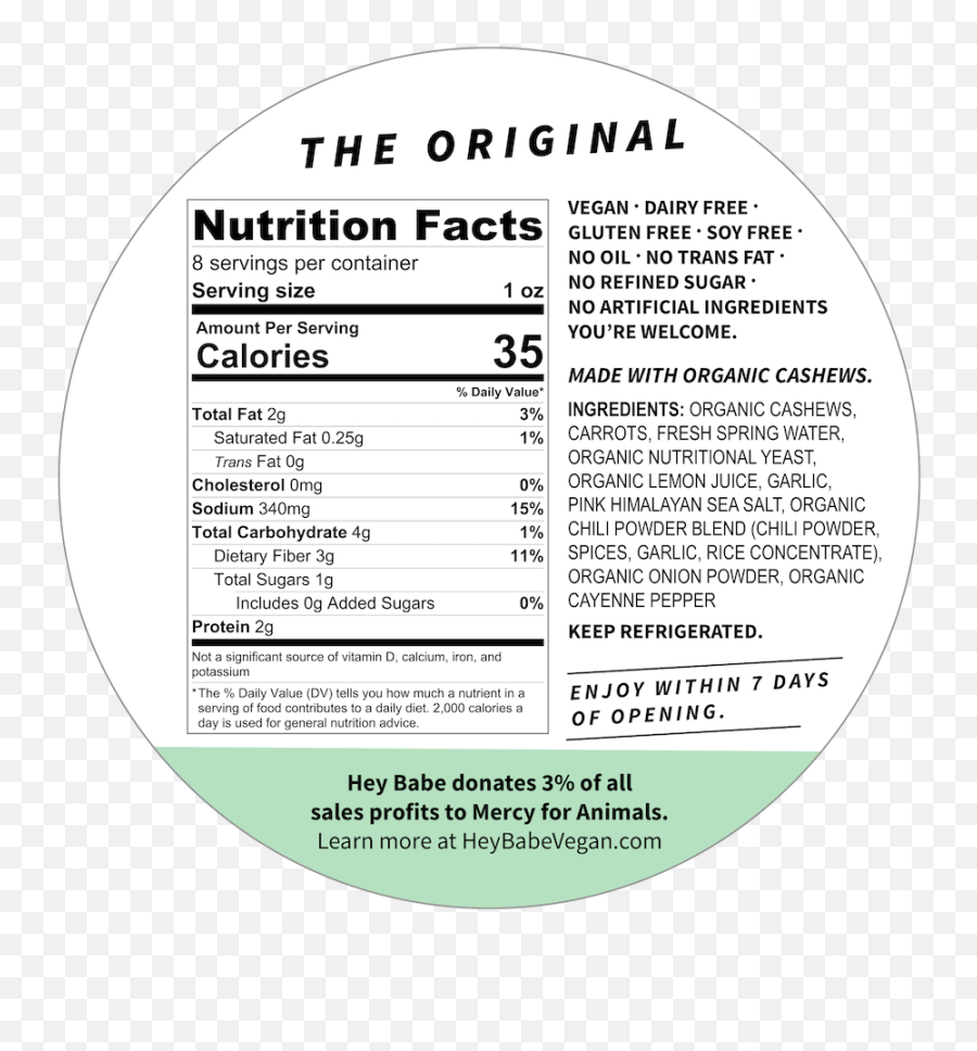 Hey Babe Original Cashew Cheese U2014 - Circle Png,Cashew Png