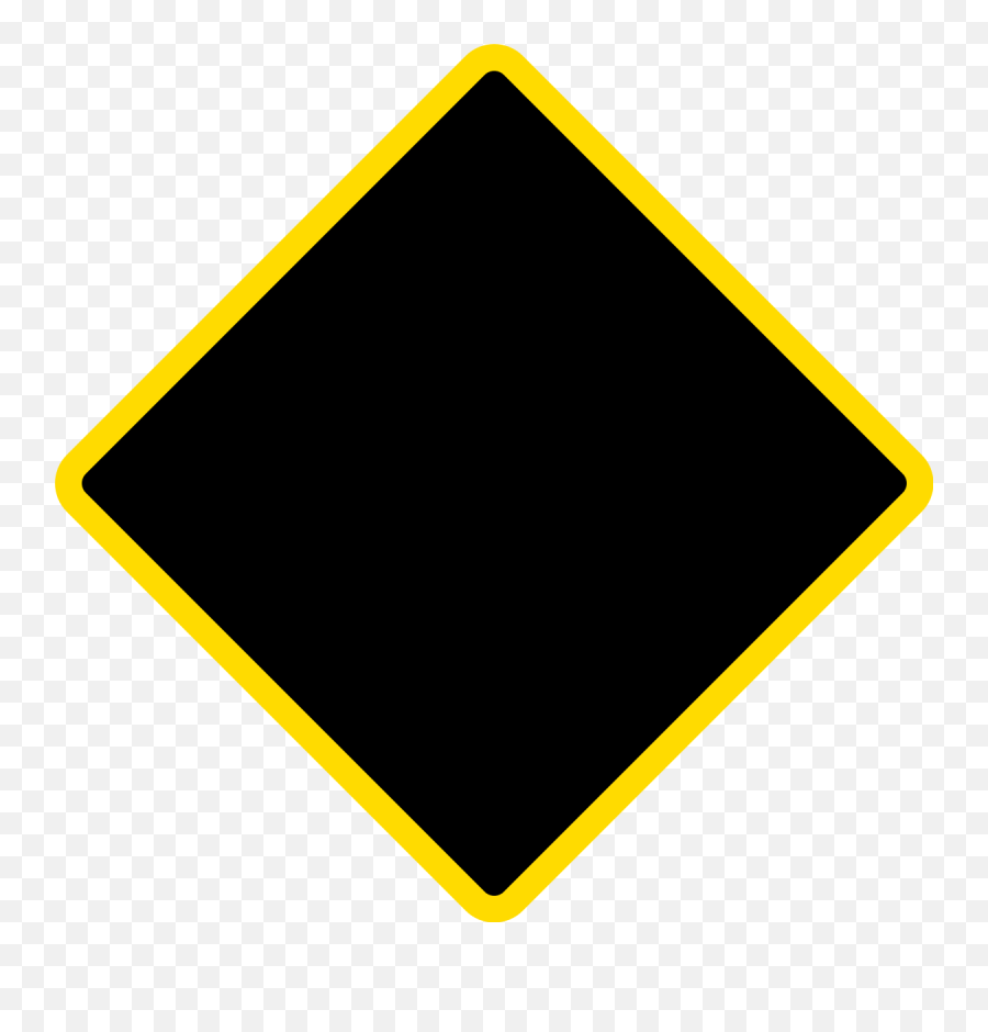 Border Svg Diamond - Diamond Warning Sign Png Transparent Black Square Yellow Border,Warning Sign Png