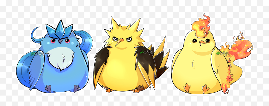 Articuno Zapdos Moltres - Articuno Moltres Zapdos Kawaii Png,Moltres Png