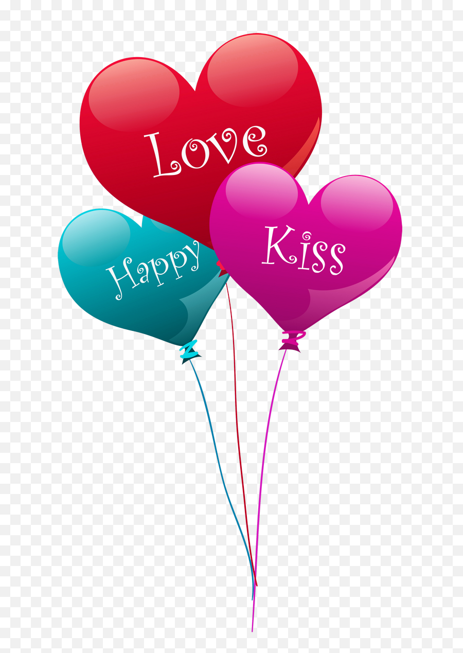 Transparent Heart Kiss Love Happy Balloons Png Clipart With - Heart Balloons Clipart Png,Balloons Clipart Png