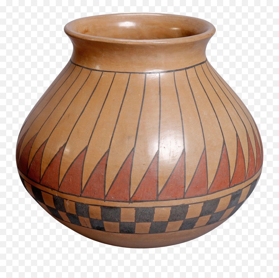 Beto Tena Southwest American Indian Acoma Style Feather Pottery Vase - Southwest Native American Pottery Png,Indian Feather Png