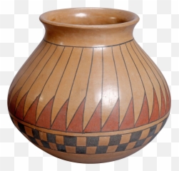 Beto Tena Southwest American Indian Acoma Style Feather Pottery Vase - Native png
