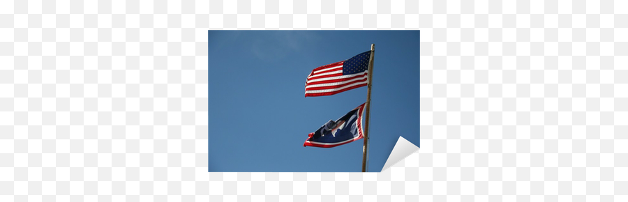 Sticker American U0026 Wyoming State Flags Flying Over Blue Sky - Flagpole Png,Us Flag Status Icon