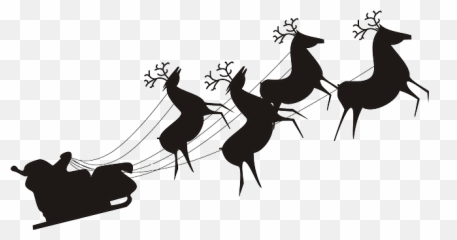 Santa Sleigh Silhouette Png - On
