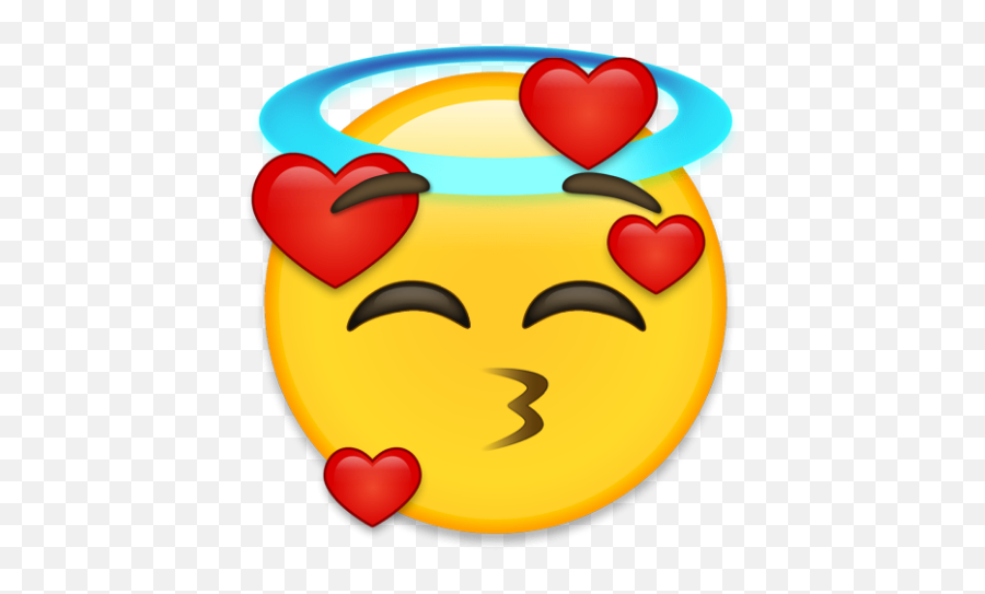 Emoji Cara De Angel Y Enamorado - Imagenes De Stickers De Besos Png,Angel Emoji Png