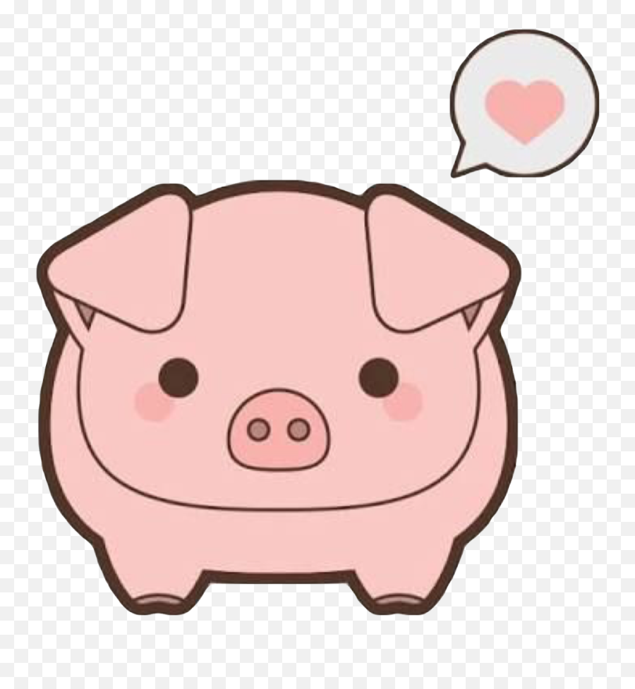 Download Hd Pig Cute Kawaii Heart - Cute Chibi Pig Cartoon Png,Pigs Png