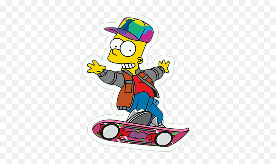 Kawaii Cute Simpsons Cartoon Transparent Overlay Sticke - Bart Simpson Skateboard Png,Simpsons Transparent