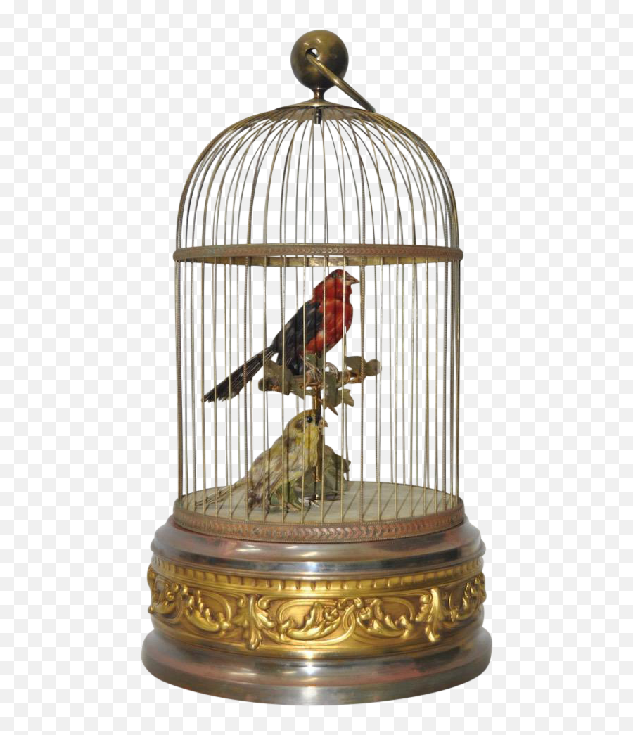 French Antique Mechanical Bird Cage With Singing Birds - Cage Png,Bird Cage Png