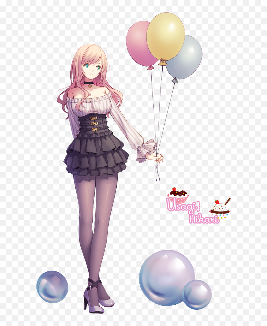 Render Chica Globos - Anime Girl Party Girl Png,Globos Png