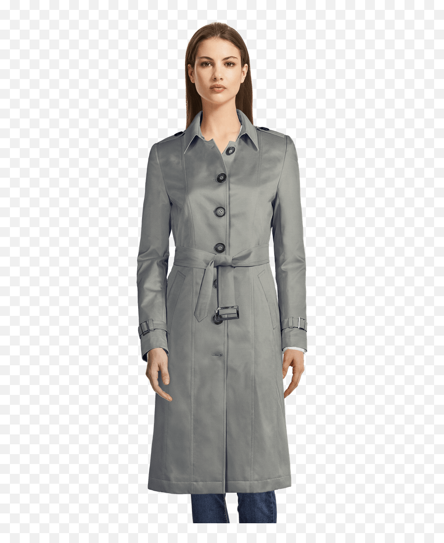 Army Green Long Single - Breasted Trench Coat Grey Womens Trench Coat Png,Trench Coat Png