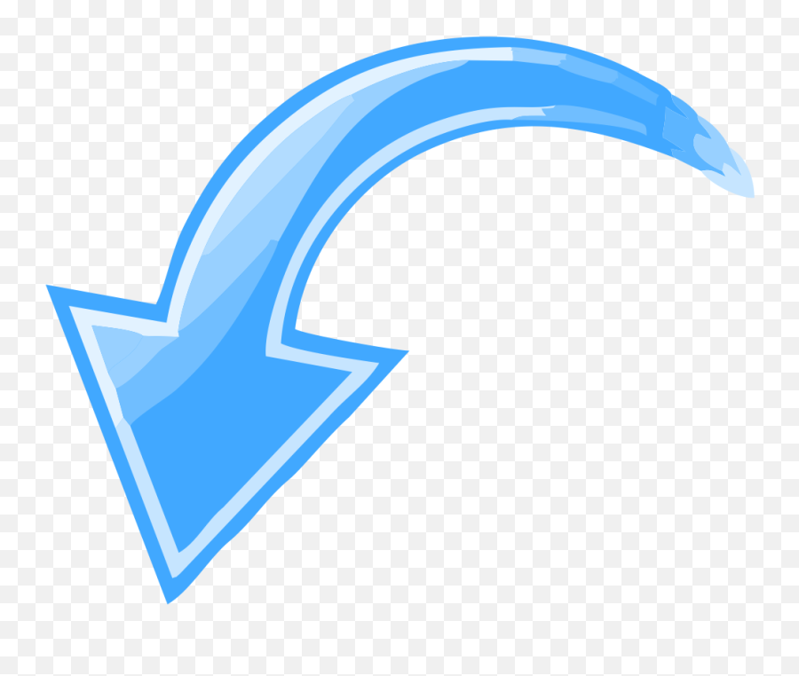 Curved Arrow Pointing Down - Transparent Background Curved Arrow Png,Arrow Pointing Down Png
