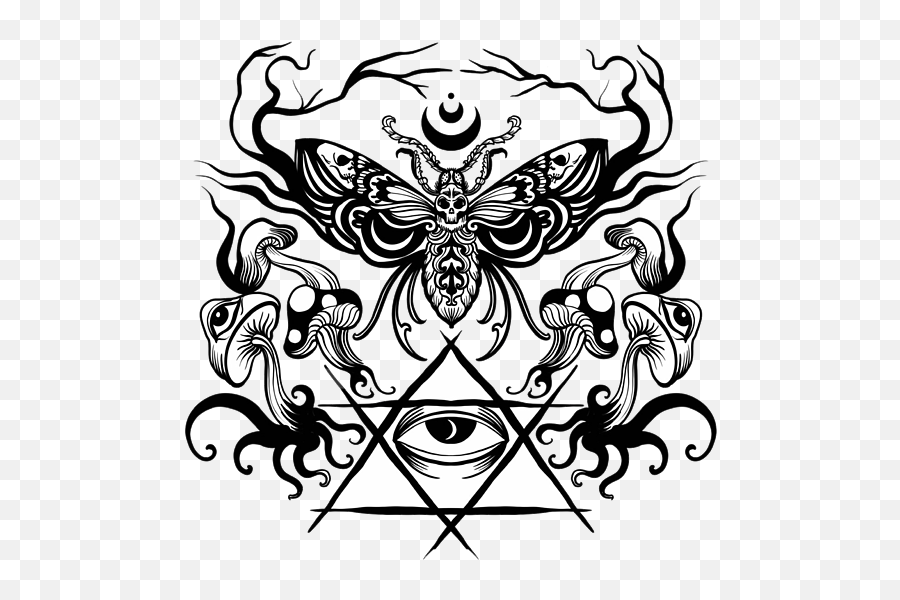 Wicca Symbol Black Moon With Insect And Eye T - Shirt For Sale Witch Mystical Tattoo Sleeve Png,Arcanum Icon