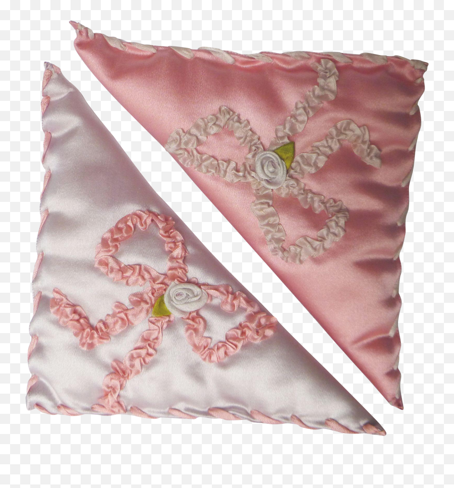 Pair Vintage Ribbon Work Dresser Sachet Silk - Stitch Png,Silk Png