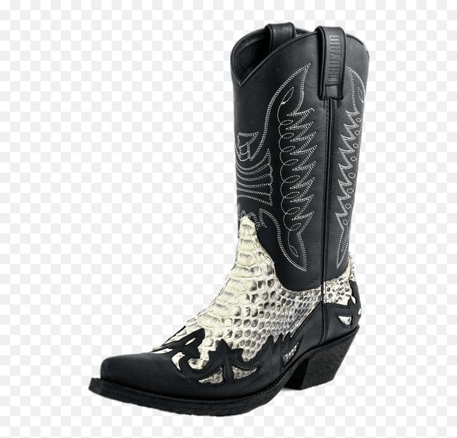 Snakeskin Black Leather Cowboy Boot - Cowboy Boot Png,Boot Transparent