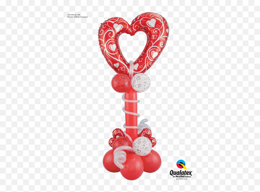 Red And White Heart Column - Valentines Day Balloon Column Png,White Heart Transparent