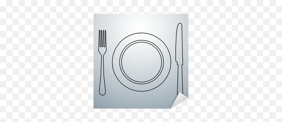 Sticker Plate Knife And Fork Outline - Pixersus Charger Png,Empty Plate Png Icon