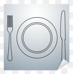Sticker Plate Knife And Fork Outline - PIXERSUS Charger png