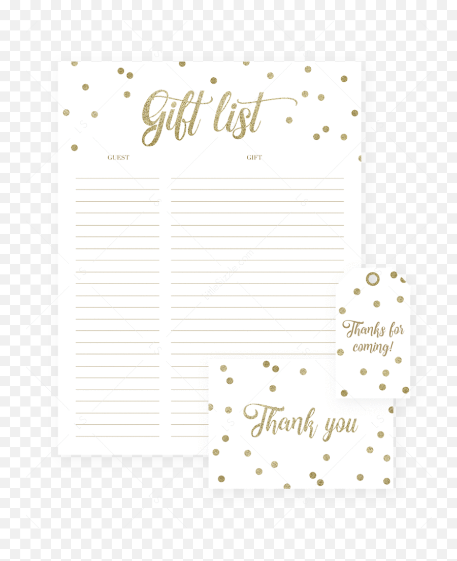Gold Confetti Gift List Cards And Labels - Paper Png,Gold Confetti Png