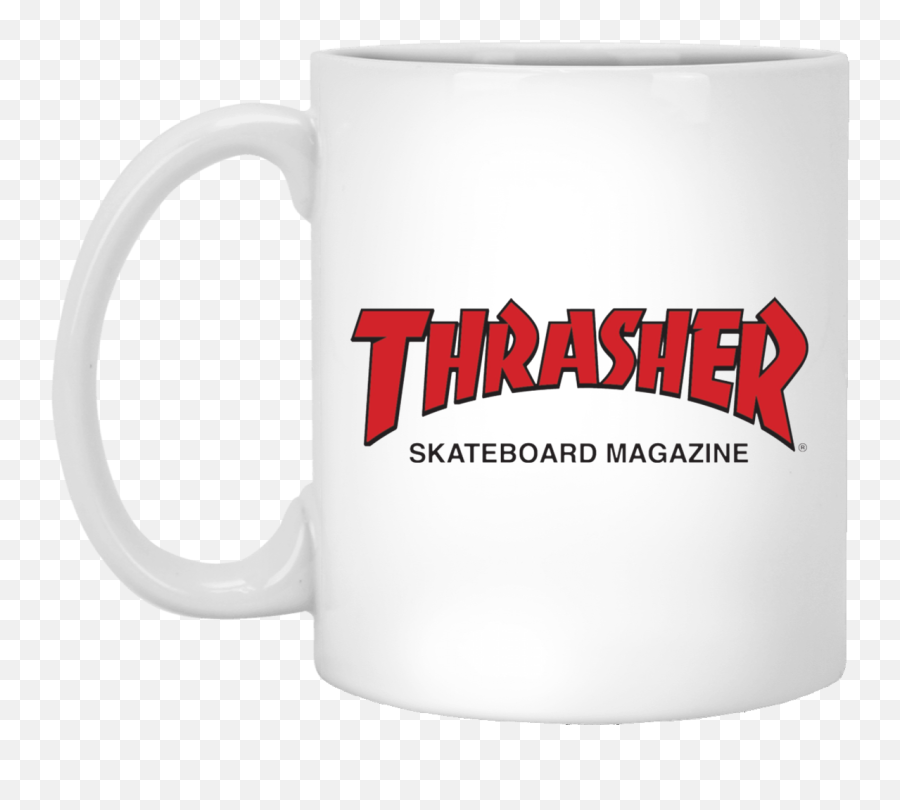 Thrasher Magazine Red Logo Design 11 Oz White Mug - Beer Stein Png,Thrasher Logo Transparent