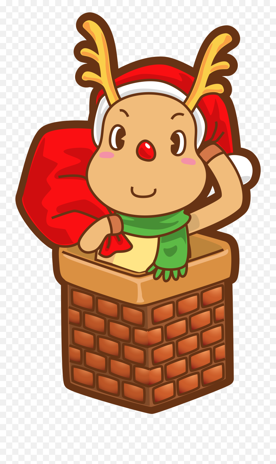Christmas In Chimney Png Clip Art Image - Rudolph Entering The Chimney,Chimney Png