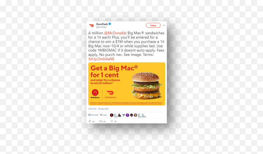 Mcdonalds And Doordash Collaborate For 1 Penny Big Mac - Fast Food Png,Big Mac Png