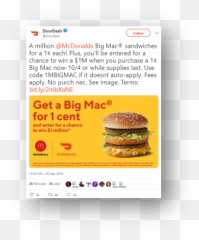 Mcdonalds And Doordash Collaborate For 1 Penny Big Mac - Fast Food Png,Big Mac Png